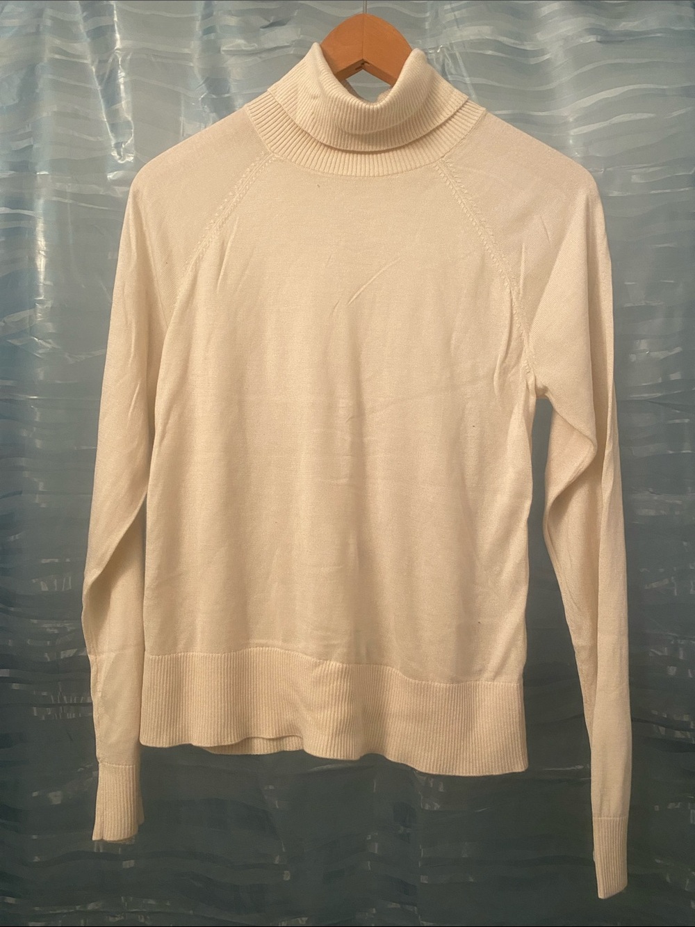 Cream Turtleneck Sweater Women's Small Classic Knit